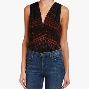 BCBGeneration Printed Vneck Bodysuit size S NWT